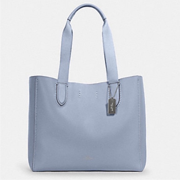 NWT Coach Derby Tote Soft Leather in Mist Blue - Picture 2 of 16